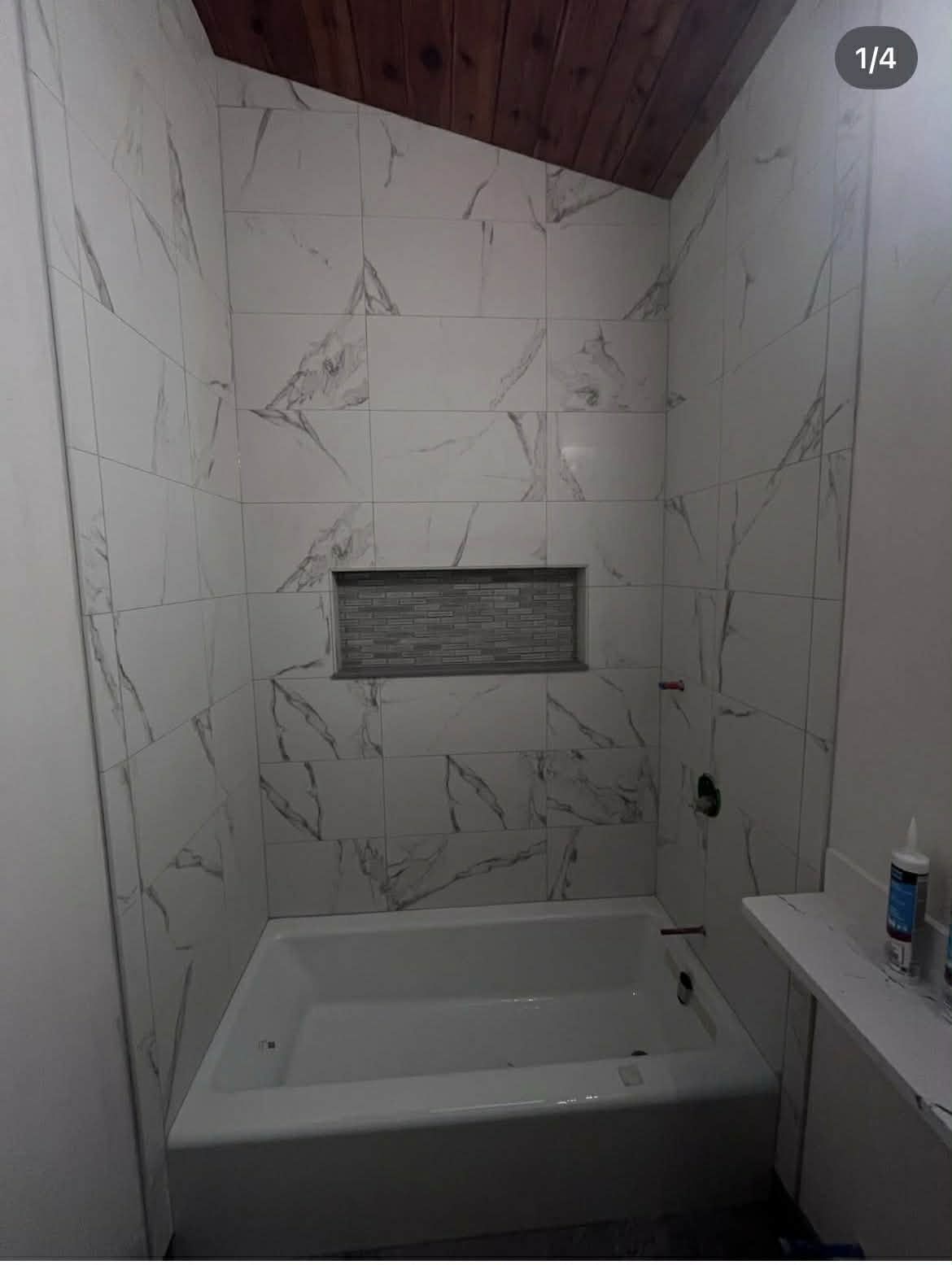Finished marble bathroom